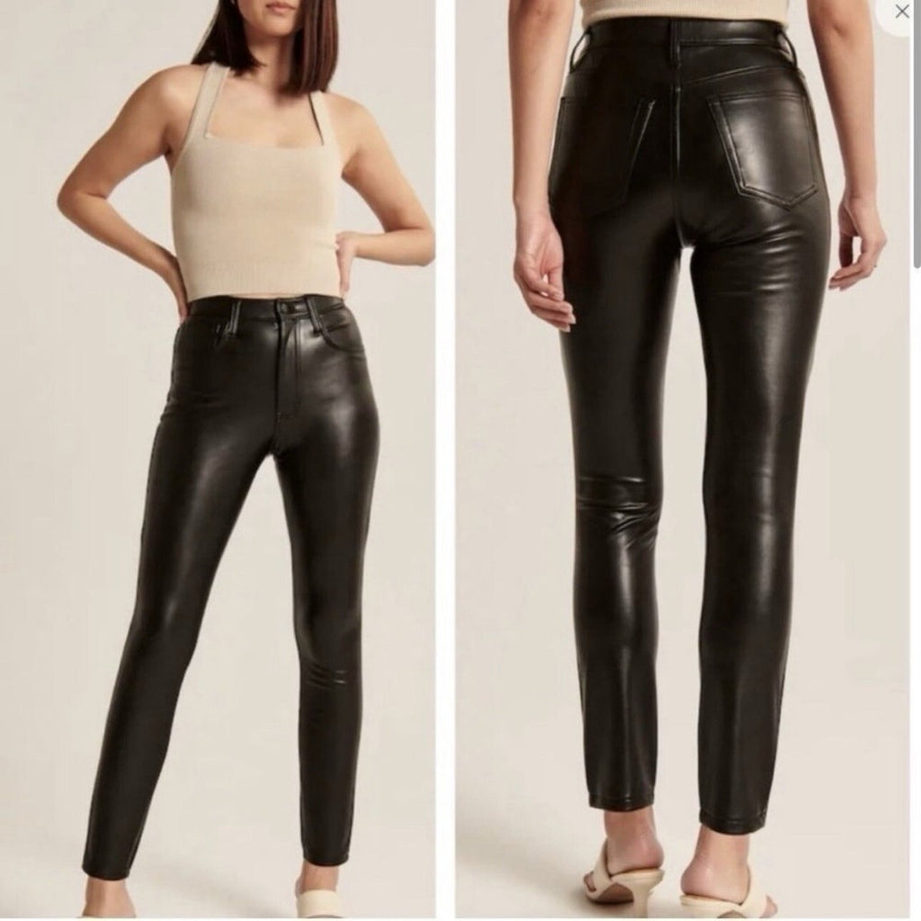 ABERCROMBIE & FITCH CURVE LOVE THE SKINNY HIGH RISE FAUX LEATHER PANT SIZE 6 - WEARHOUSE  CONSIGNMENT