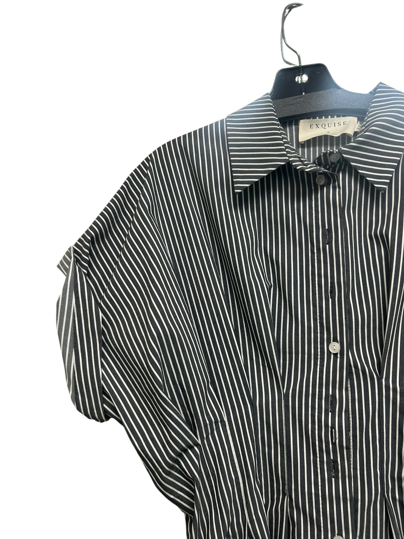 ANTHROPOLOGIE EXQUISE TOBIE MINI SHIRT DRESS GRAY STRIPED SIZE MEDIUM