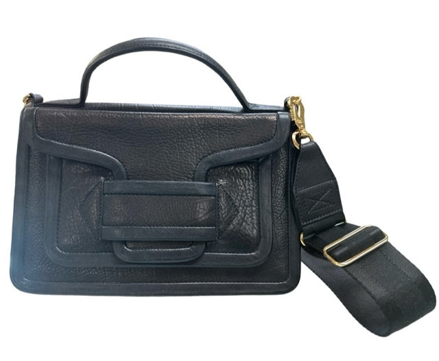 PIERRE HARDY ALPHA  PEBBLED LAMBSKIN LEATHER CROSSBODY BLACK