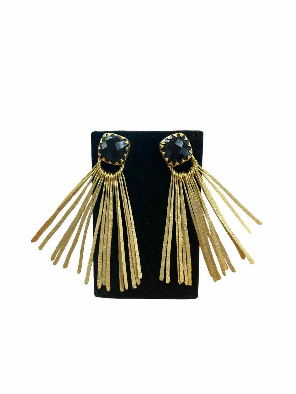 ACUS LORETO GOLD PLATED BLACK STONE STATEMENT EARRINGS