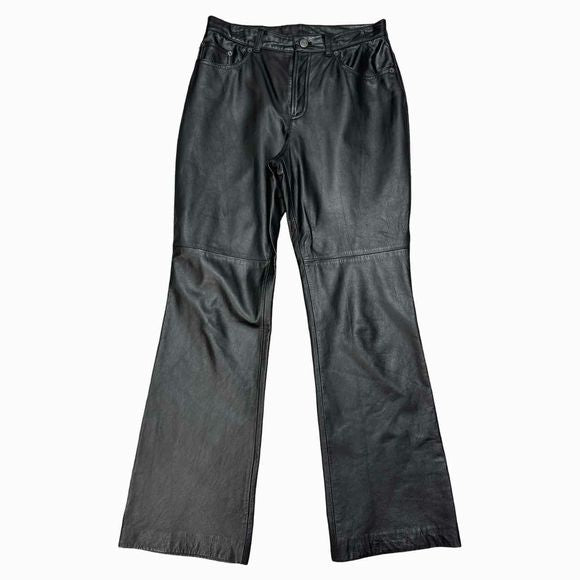 RALPH LAUREN STRAIGHT LEG BLACK LEATHER TROUSER PANT SIZE 8