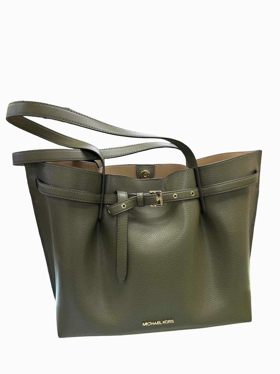 MICHAEL KORS NWT MICHAEL KORS Emilia Large Pebbled Leather Tote Bag IN OLIVE