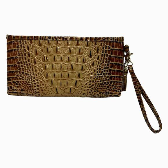 BRAHMIN TOASTED MELBOURNE KAYLA WRISTLET ALMOND CLUTCH