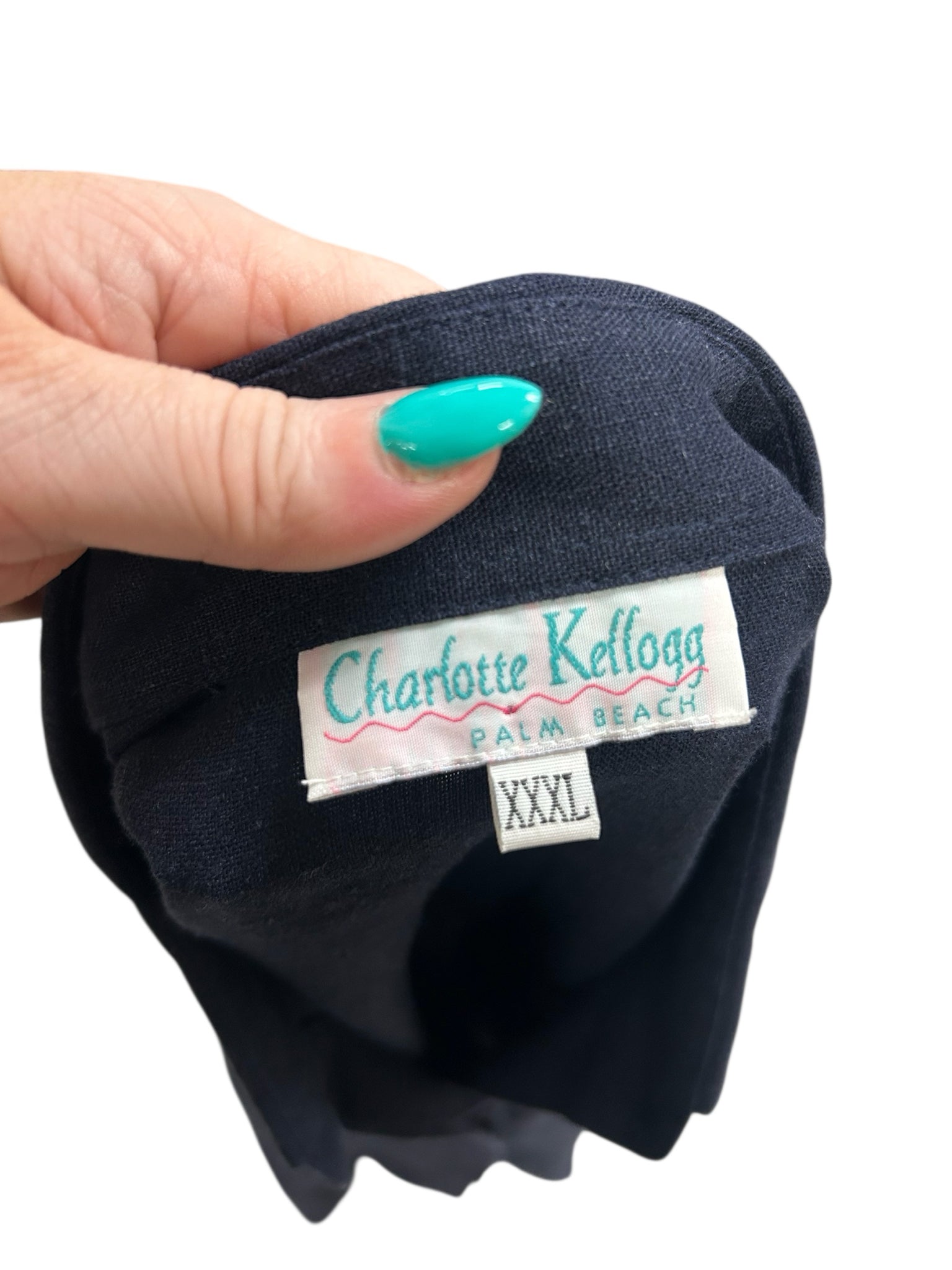 CHARLOTTE KELLOG BARBARA LINEN DARK NAVY BUTTON FRONT TUNIC SIZE XXXL