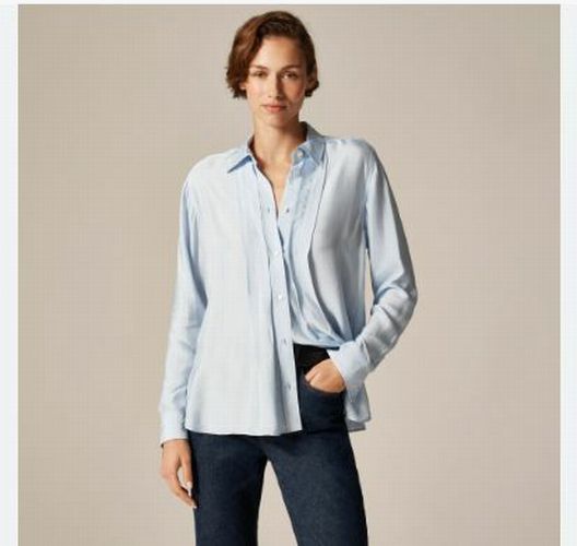 NWT J.CREW JULES CLASSIC FIT BLUE SATIN BUTTON UP SIZE 14