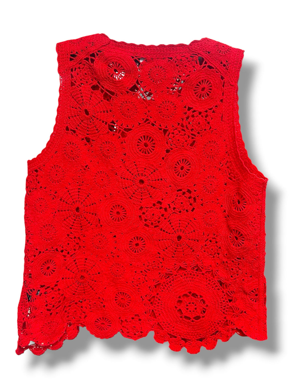 ANTHROPOLOGIE ME+EM ASYMMETRIC CROCHET RED VEST TANK TOP SIZE 2