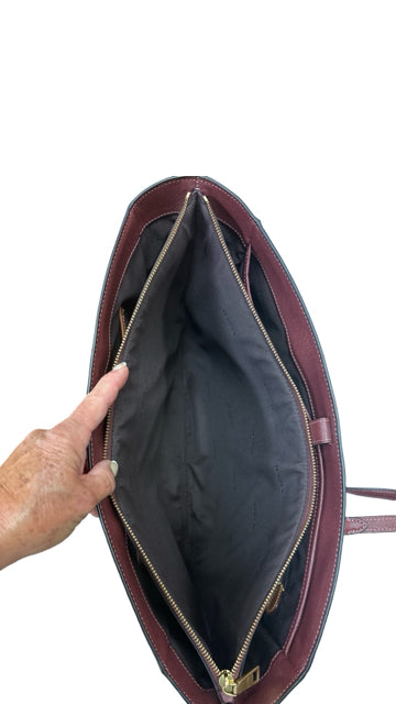 COACH LARGE FOLIO LEATHER WORK TOTE OXBLOOD