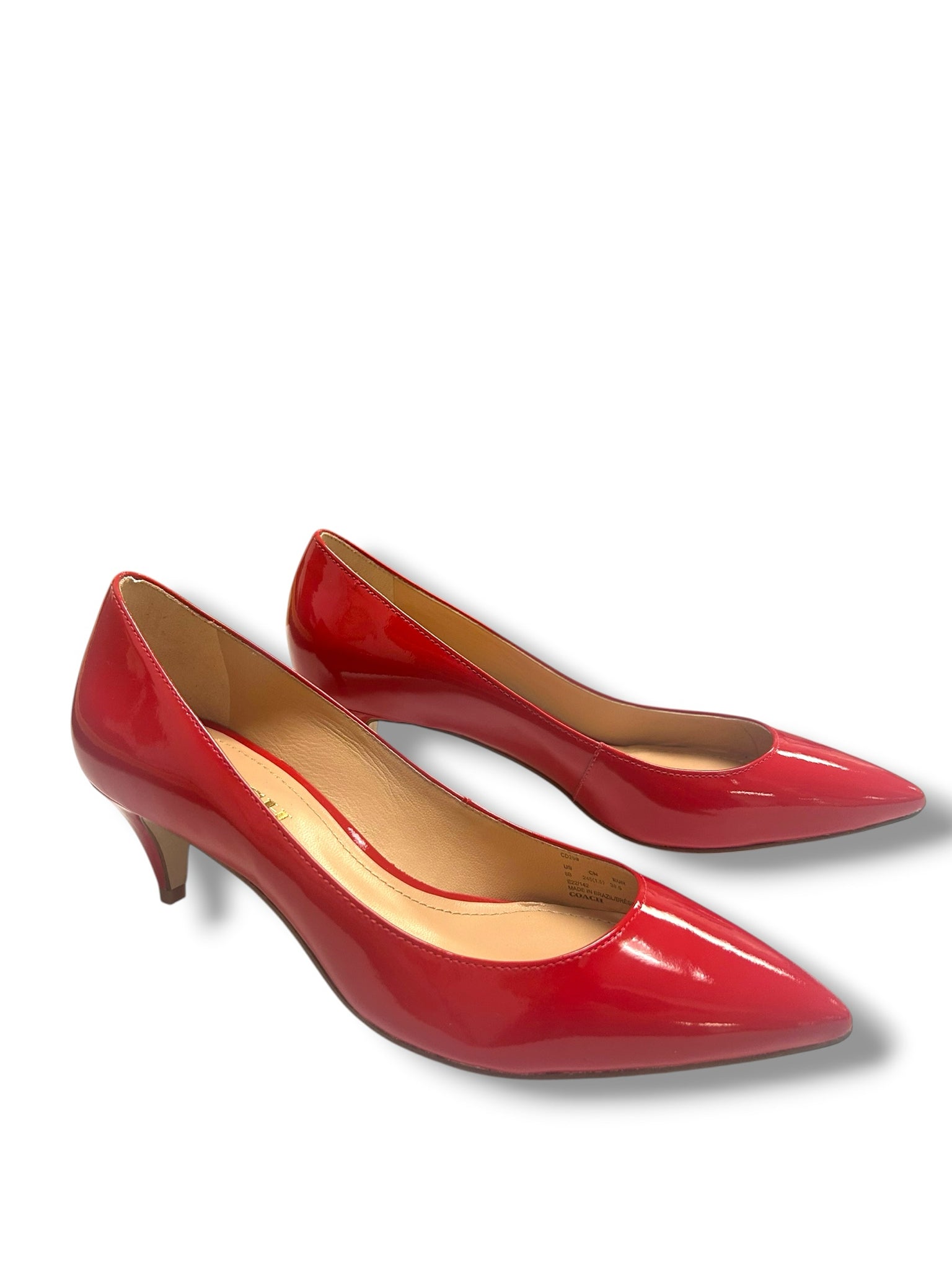 NIB COACH SLOANE PATENT LEATHER KITTEN HEEL SPORTS RED SIZE 8