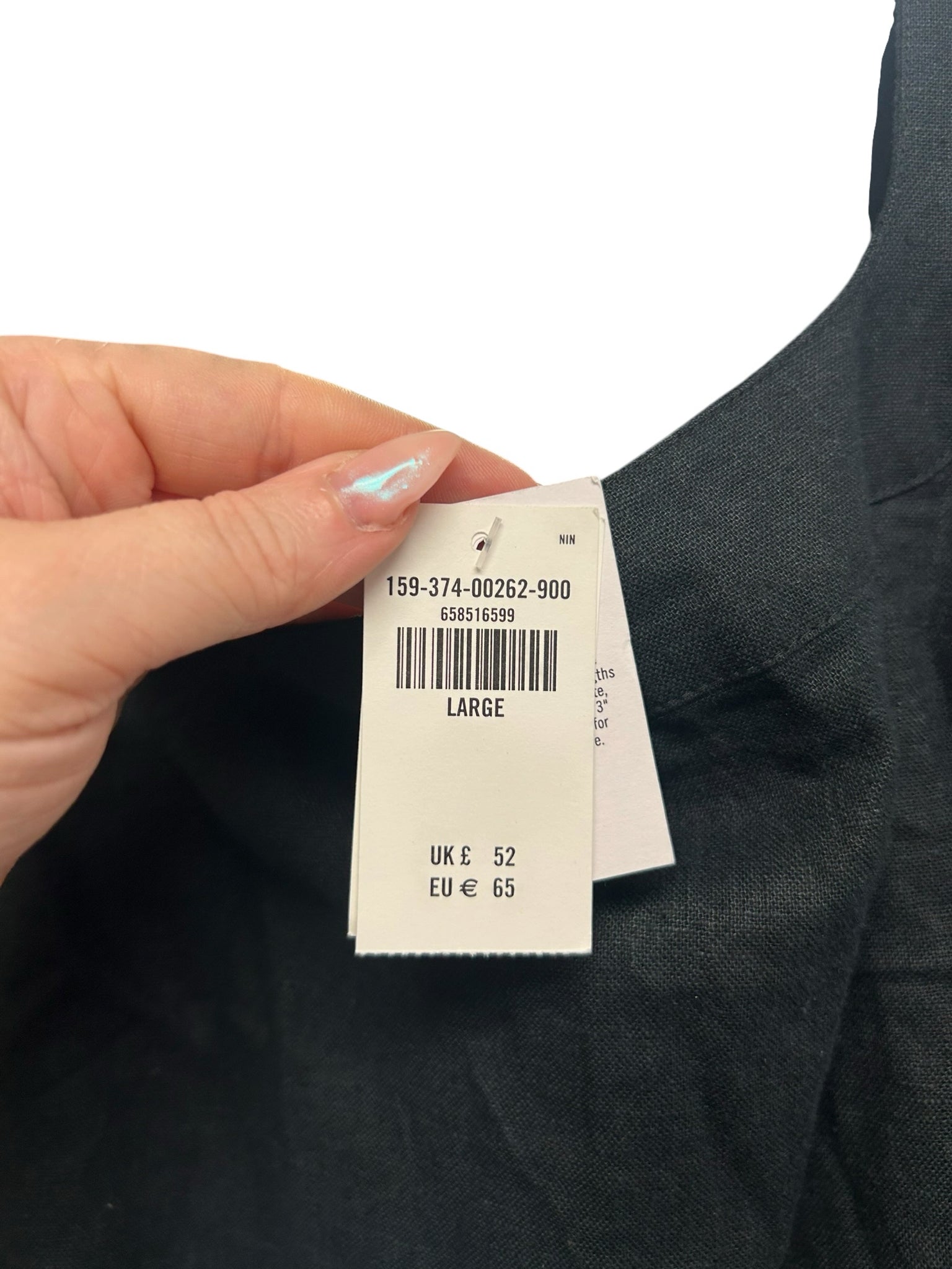 NWT ABERCROMBIE LINEN BLEND WIDE STRAP MINI DRESS BLACK SIZE LARGE