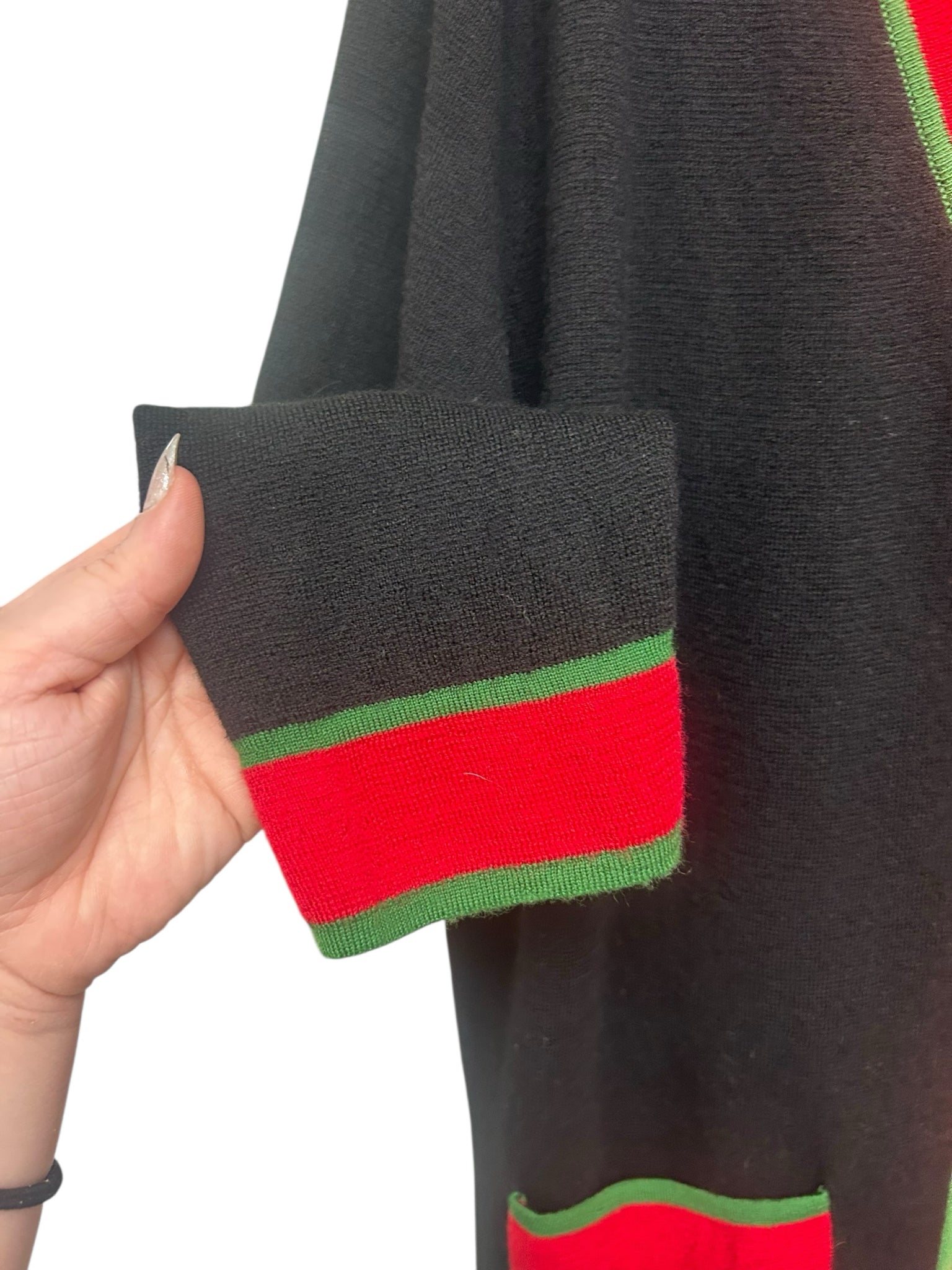 TUCKERNUCK LAUREN TWO-TONE CARDIGAN WOOL BLEND RED BLACK SIZE LARGE