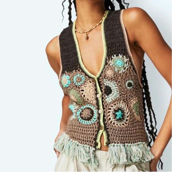 FREE PEOPLE NWT! DESERT ROSE CROCHET VEST SIZE: L