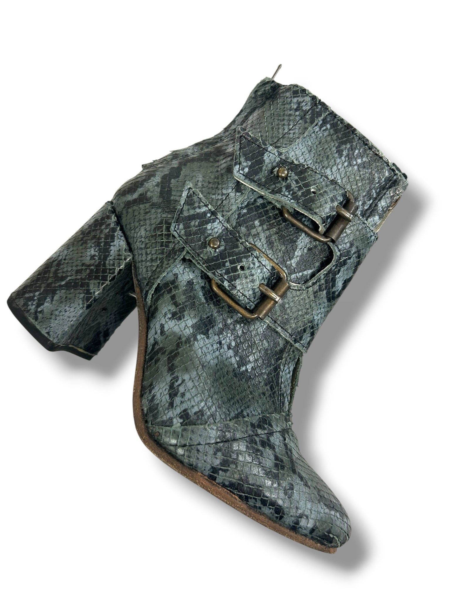 FREEBIRD BLUE SNAKESKIN JOEY HEEL BOOTS SIZE 6