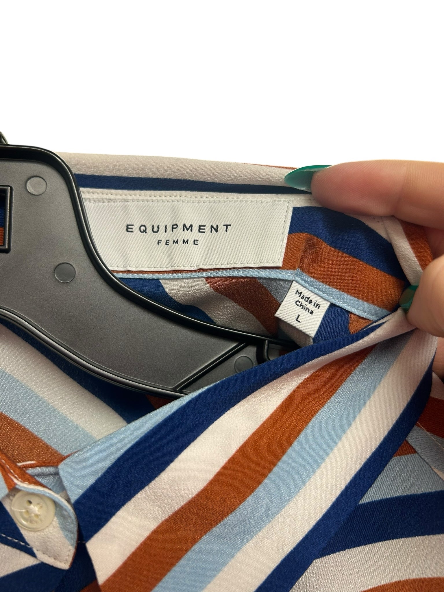 EQUIPMENT100% SILK DIAGONAL STRIPED BLOUSE MULTI COLOR SIZE LARGE