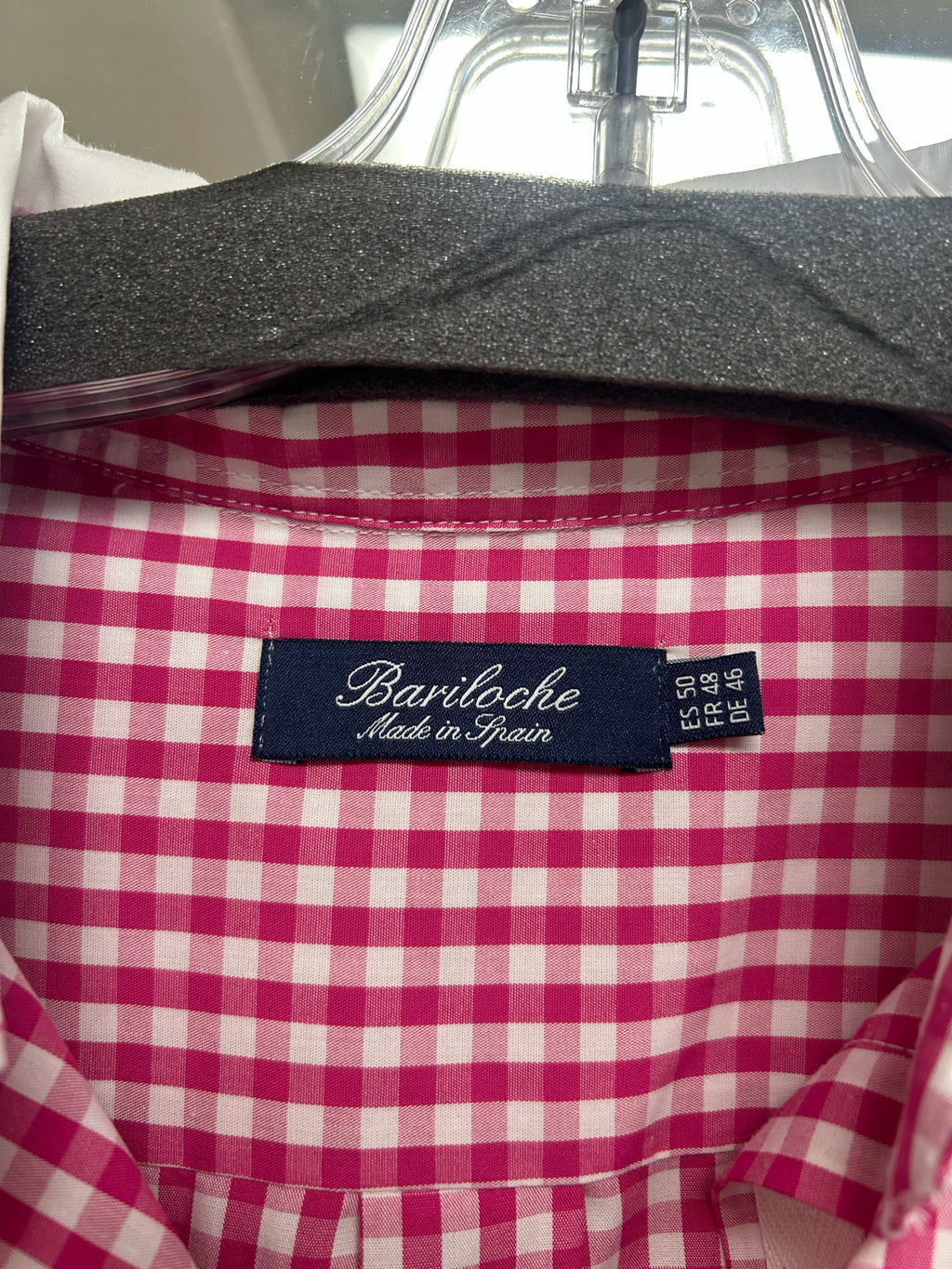 NWT BARILOCHE FIONA PINK GINGHAM COLLARED BUTTON DOWN TOP SIZE XL