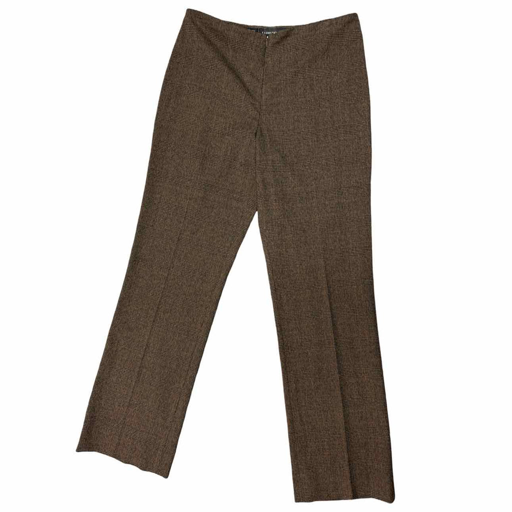 FABRIZIO GIANNT HIGH WAIST ZIP PLAID BACK/BROWN TROUSER SIZE 2