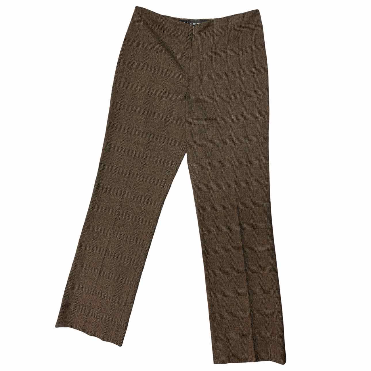 FABRIZIO GIANNT HIGH WAIST ZIP PLAID BACK/BROWN TROUSER SIZE 2