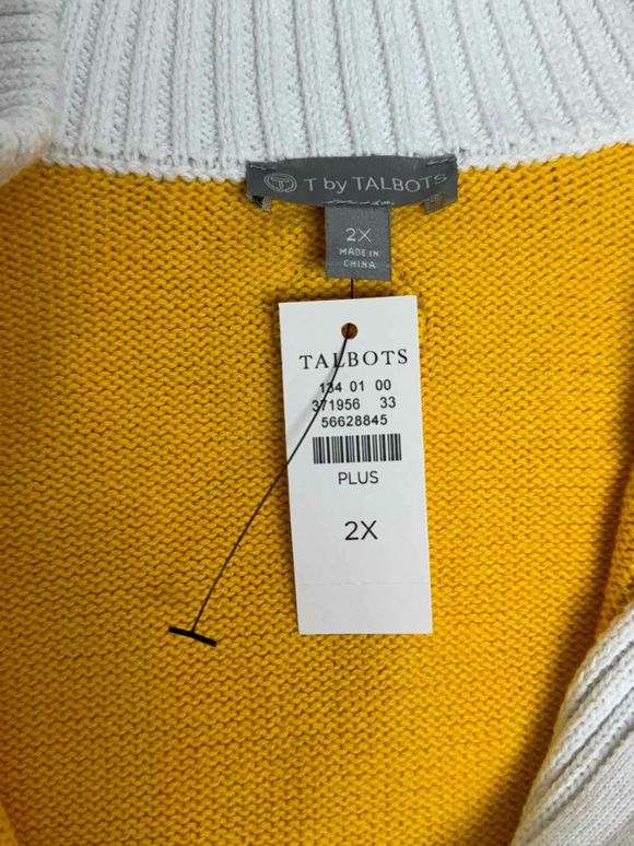 TALBOTS NWT! SPORT KNIT FULL ZIP YELLOW/WHITE CARDIGAN SIZE 2X