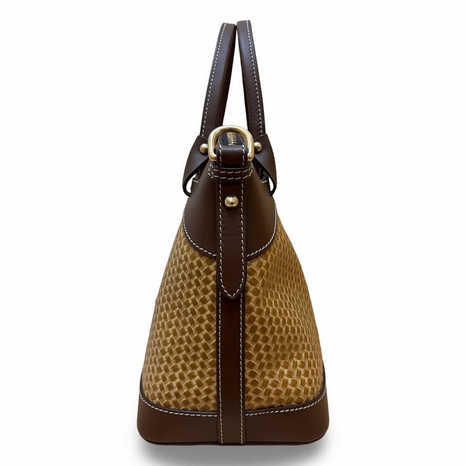 DOONEY & BOURKE WOVEN LEATHER BEACON CROSSBODY SATCHEL
