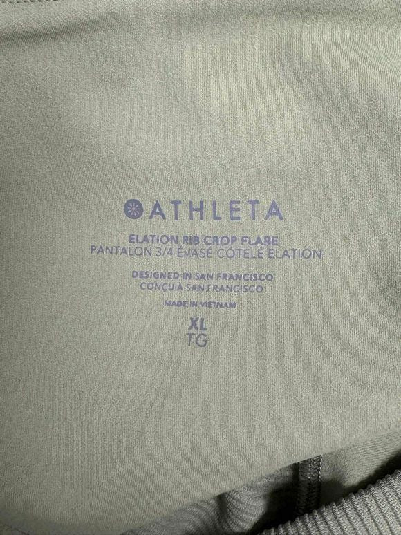 ATHLETA ELATION RIBBED CROP FLARE SAGE PANTS SIZE XL