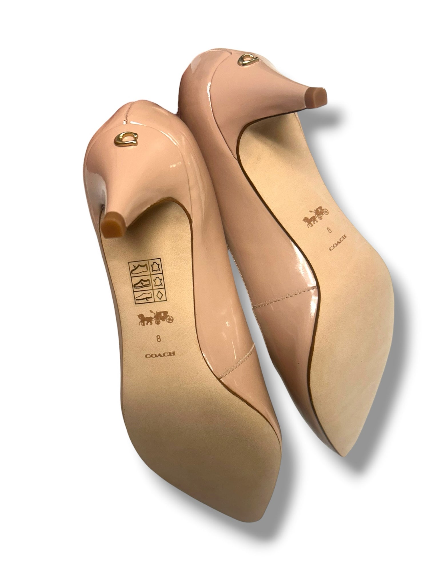 NIB COACH SLOANE PATENT LEATHER KITTEN HEEL PALE BLUSH SIZE 8