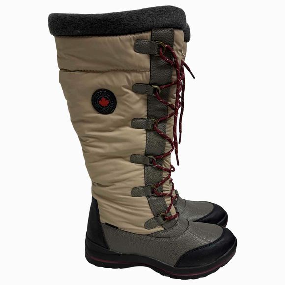 COUGAR NWOB! WATERPROOF LACE UP TALL TAUPE SNOW BOOT SIZE 11