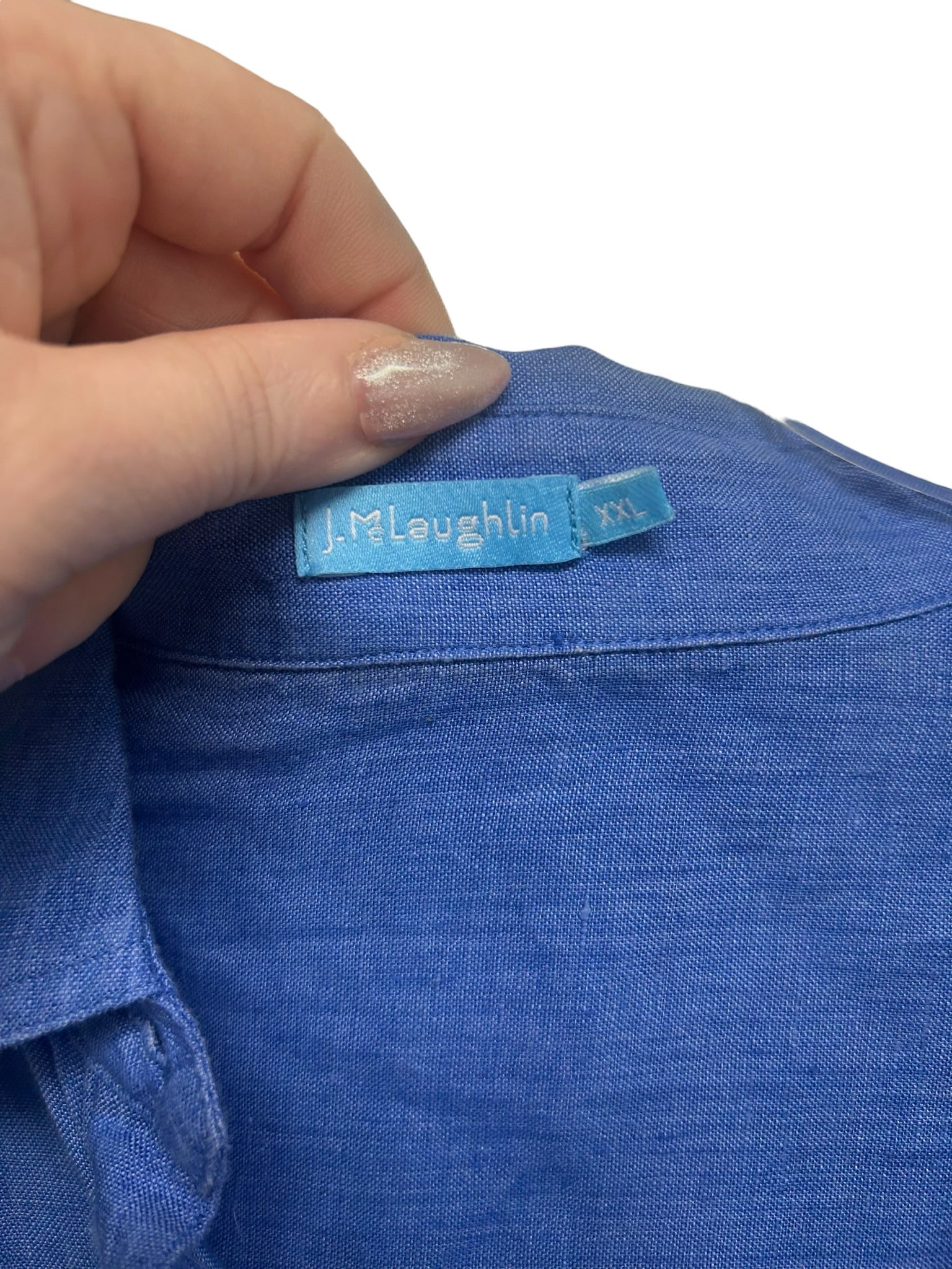 JMCLAUGHLIN BRITT 100% LINEN BUTTON DOWN SHIRT BLUE  SIZE XXL