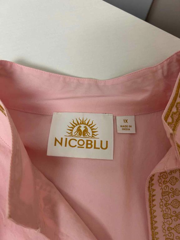 NICOBLU EMBROIDERED MAHARINI TUNIC SHIRT BLACK SILVER 1X