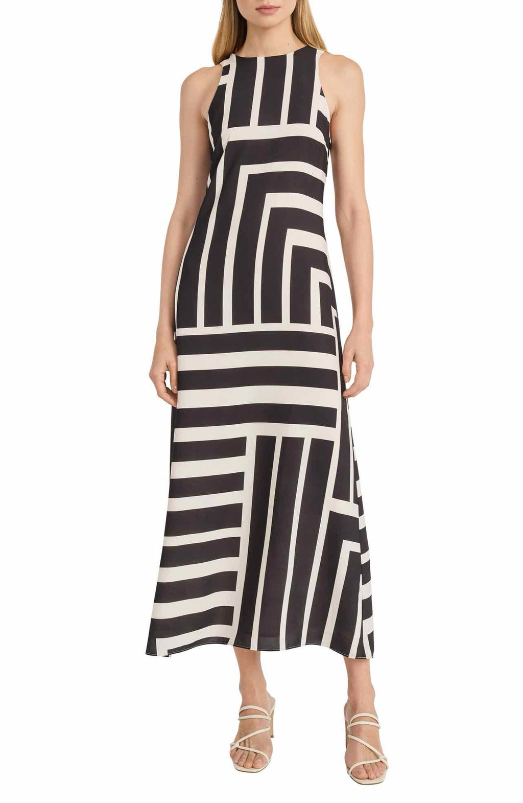 DONNA MORGAN ABSTRACT PRINT SLVLS MAXI DRESS SIZE: M