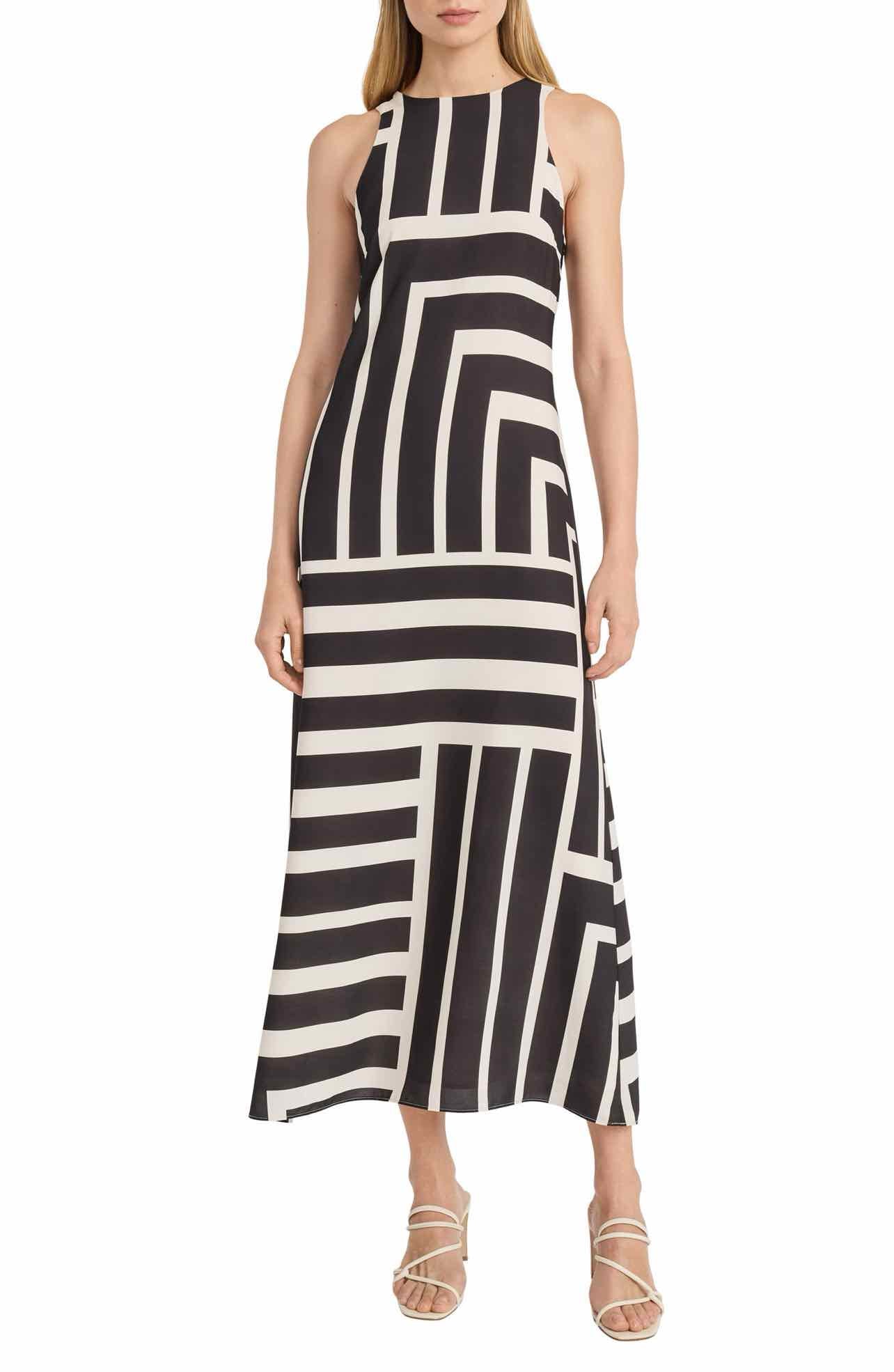DONNA MORGAN ABSTRACT PRINT SLVLS MAXI DRESS SIZE: M