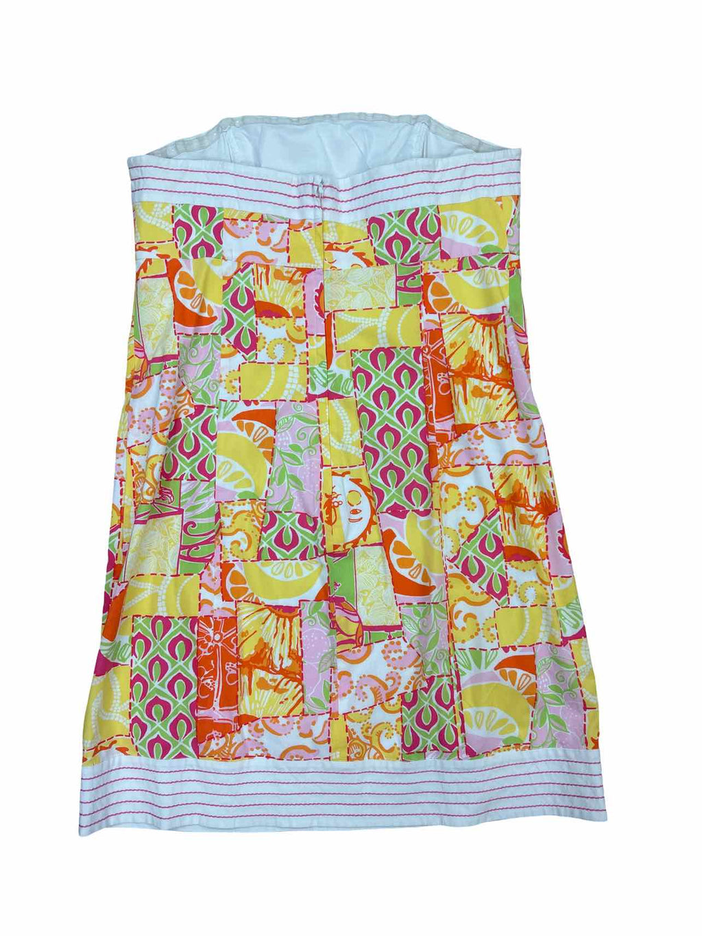 LILLY PULITZER BOWN STRAPLESS DRESS SUN PATCH HAPPIEST HOUR SIZE: 12