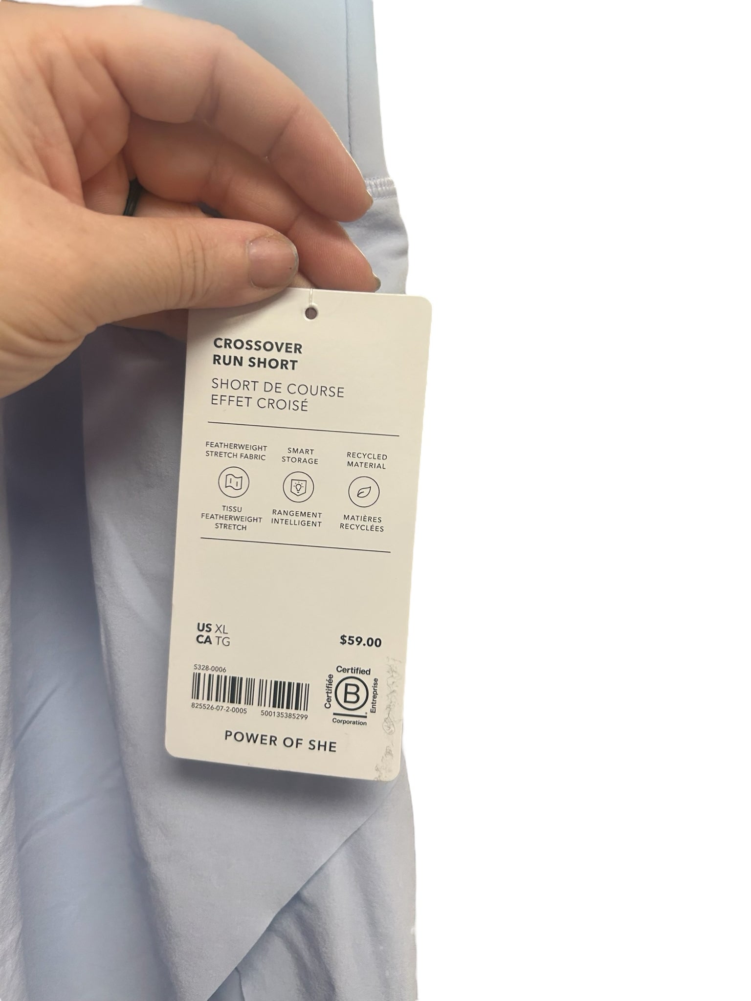 ATHLETA NEW! CROSSOVER RUN SHORT LIGHT BLUE SIZE XL