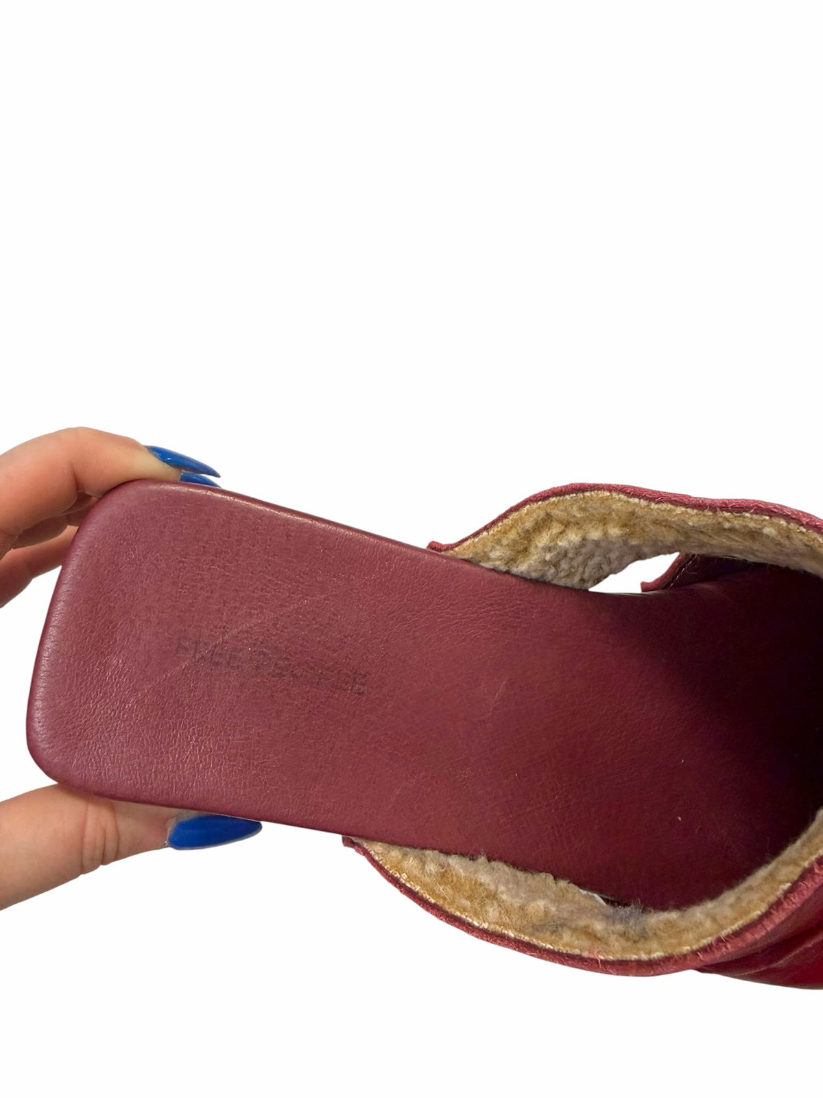 FREE PEOPLE IVY STUDDED RED LEATHER SQUARE TOE  MULES SIZE 10