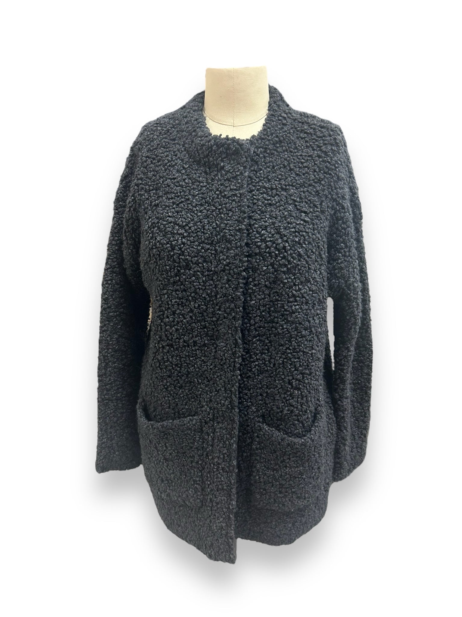 EILEEN FISHER WOOL BLEND TEDDY BOUCLE SWEATER COAT SIZE XS