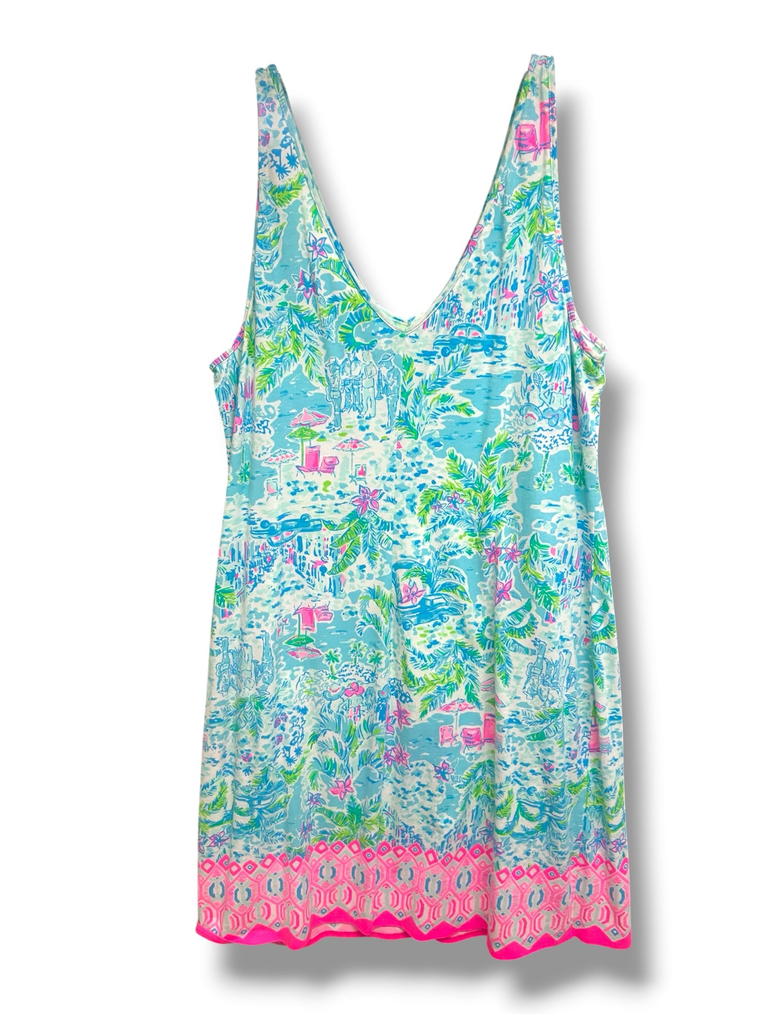 LILLY PULITZER ADRIANNA SLEEVELESS PINK/SEAFOAM V NECK MINI DRESS SIZE XL