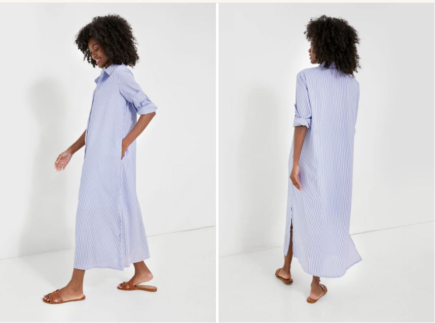 TUCKERNUCK POMANDER PLACE BLUE STRIPE MAXI GRIFFIN DRESS SIZE XL