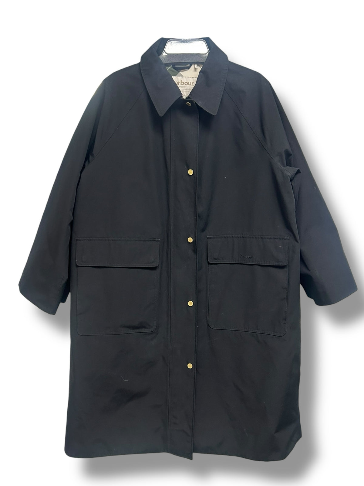 BARBOUR THE FRANCIS WATERPROOF INSULATED BLACK RAINCOAT NO HOOD SIZE 12 - WEARHOUSE  CONSIGNMENT