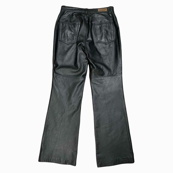 RALPH LAUREN STRAIGHT LEG BLACK LEATHER TROUSER PANT SIZE 8