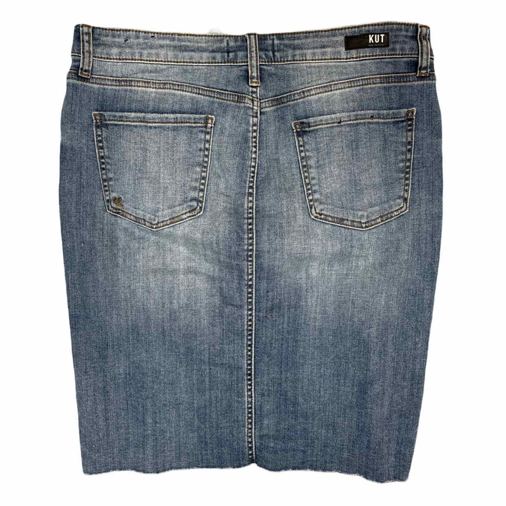 ANTHROPOLOGIE KUT FROM THE CLOTH CONNIE DISTRESSED DENIM SKIRT SIZE 10