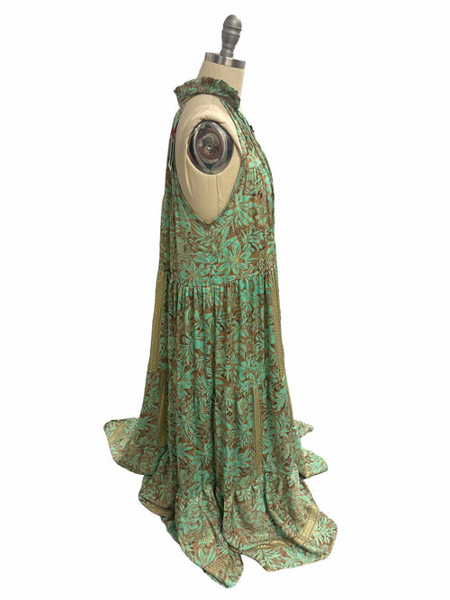 ANTHROPOLOGIE NEW~ RAGA HALTER PRINT MAXI DRESS SIZE: L