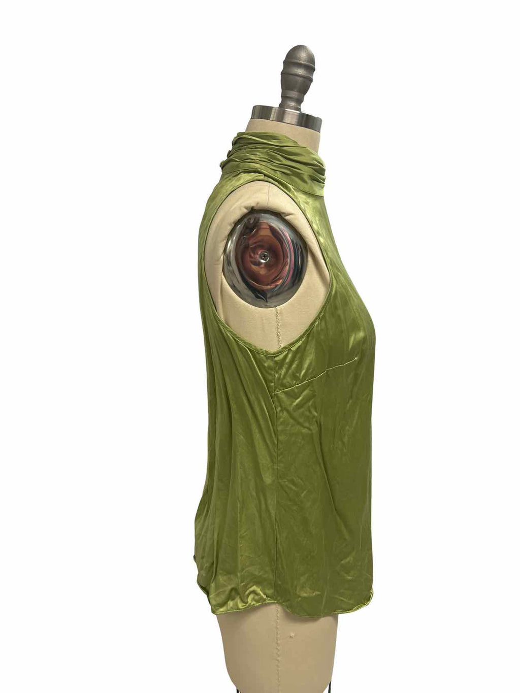 CINQ A SEPT JAYLEE SATIN OPEN BACK SLEEVELESS TOP GREEN TEA SIZE: S
