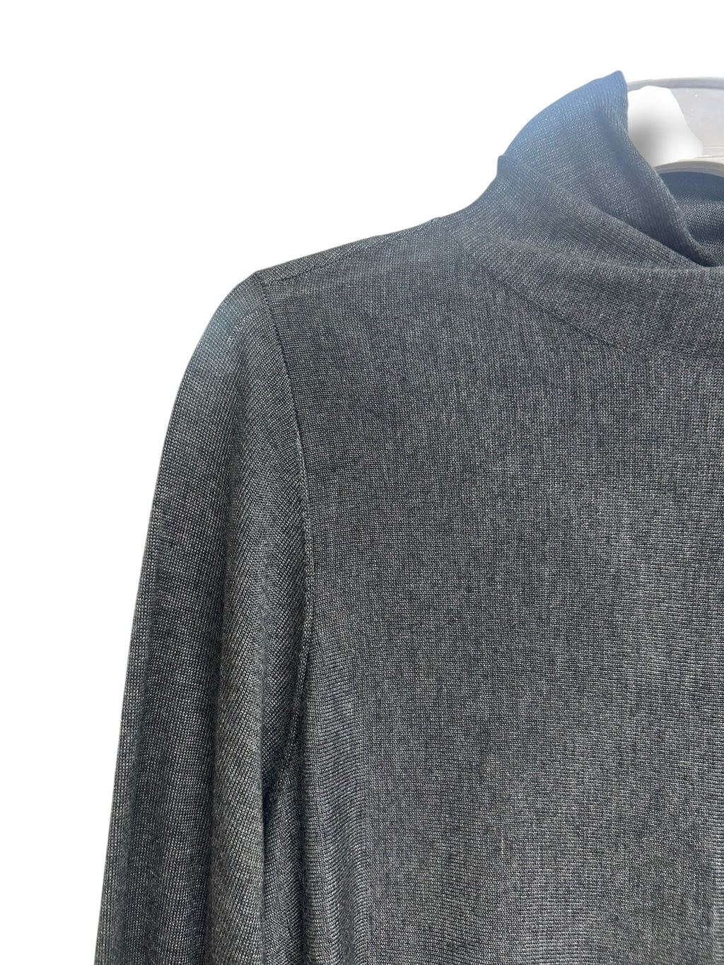 EILEEN FISHER GRAY DRAPED MOCK NECK LONG SLEEVE MERINO WOOL BLEND BLOUSE SIZE XL