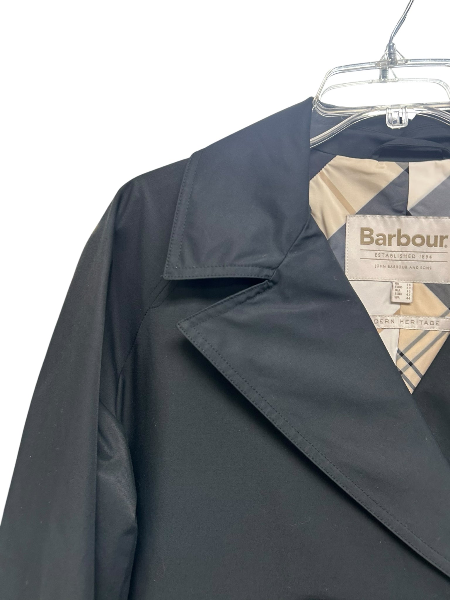 BARBOUR MAISY SHOWERPROOF DOUBLE BREASTED JACKET BLACK SIZE US 10 - WEARHOUSE  CONSIGNMENT