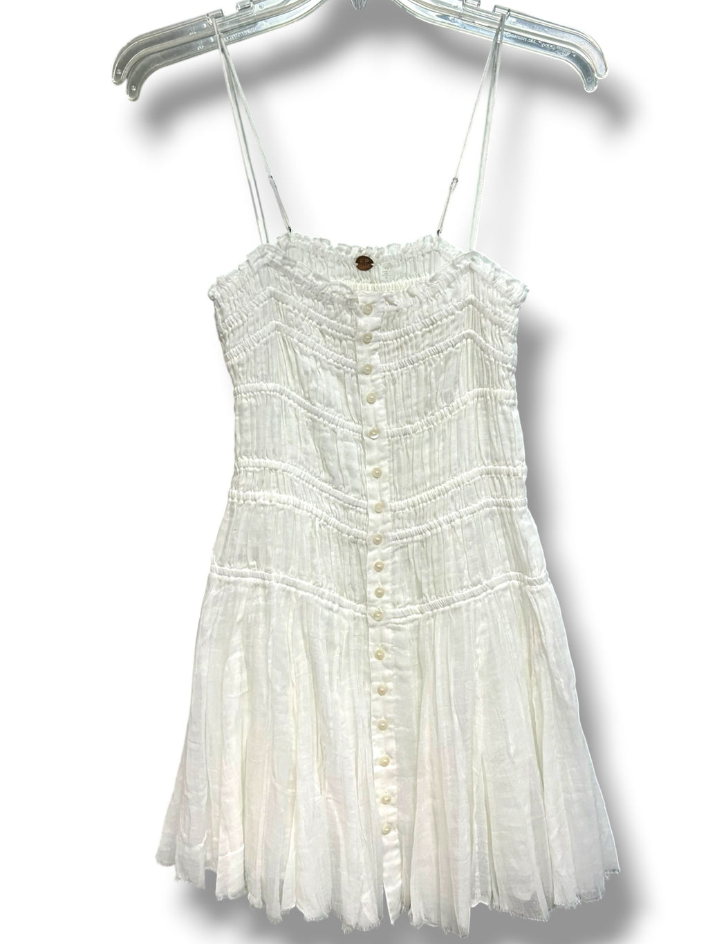 FREE PEOPLE LAUSANNE WHITE COTTON SMOCKED SLIP DRESS SIZE SMALL