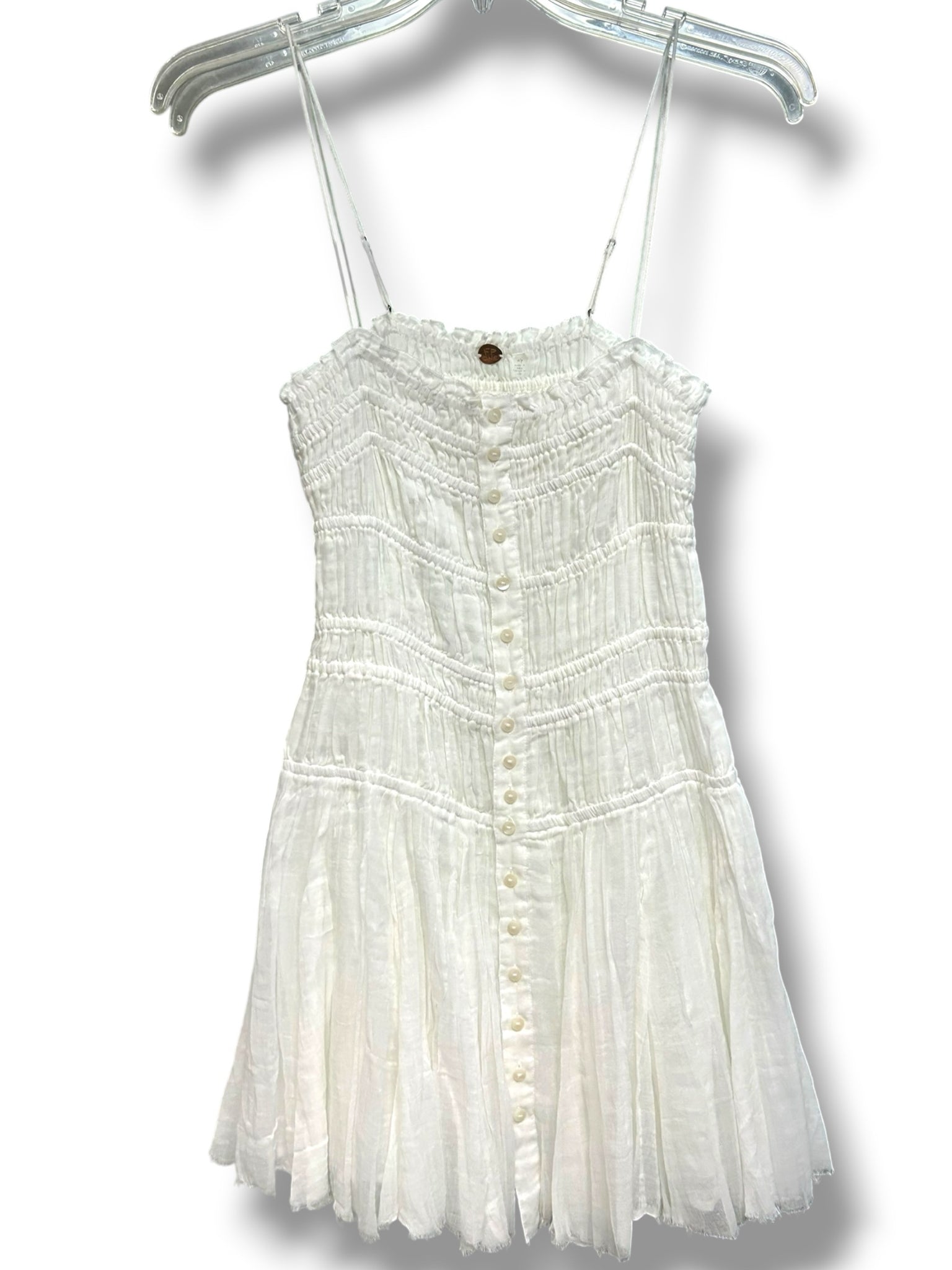 FREE PEOPLE LAUSANNE WHITE COTTON SMOCKED SLIP DRESS SIZE SMALL