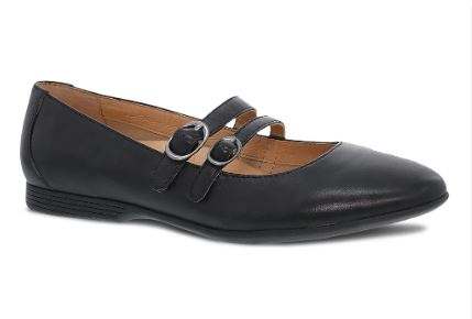 DANSKO LEEZA WITH BOX NAPPA BALLERINA BLACK LEATHER FLATS SIZE 38 US 8