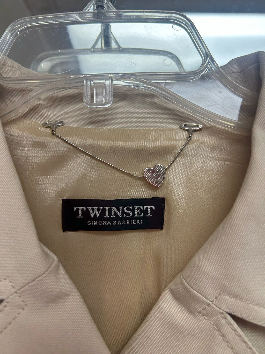 TWINSET GABARDINA LADY TAN SHORT PEACOAT TRENCHCOAT SIZE 44 US MEDIUM