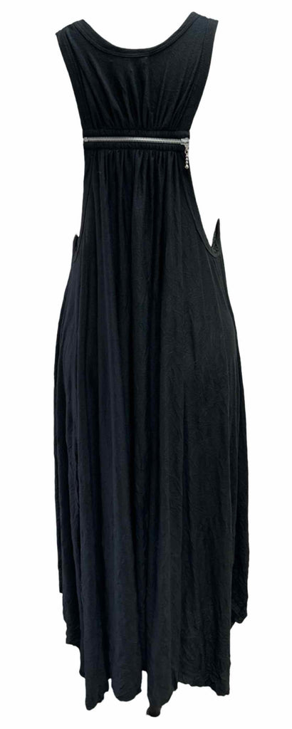 COMFY USA NWT! LAGENLOOK ZIPPER JUMPER DRAPED BLACK TUNIC DRESS SIZE L