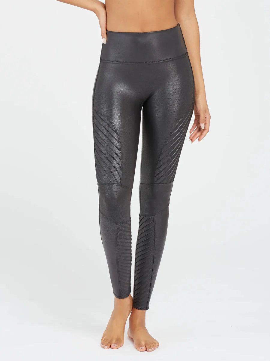 NWT SPANX BLACK FAUXLEATHER MOTO HIGHT WAIST LEGGINGS SIZE MEDIUM