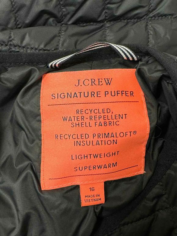 JCREW SIGNATURE PUFFER QUILTED LADY BLACK JACKET SIZE 16