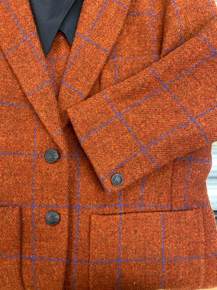 RAG & BONE NANCIE WOOL WINDOWPANE PLAID BLAZER SIZE 8 RUST
